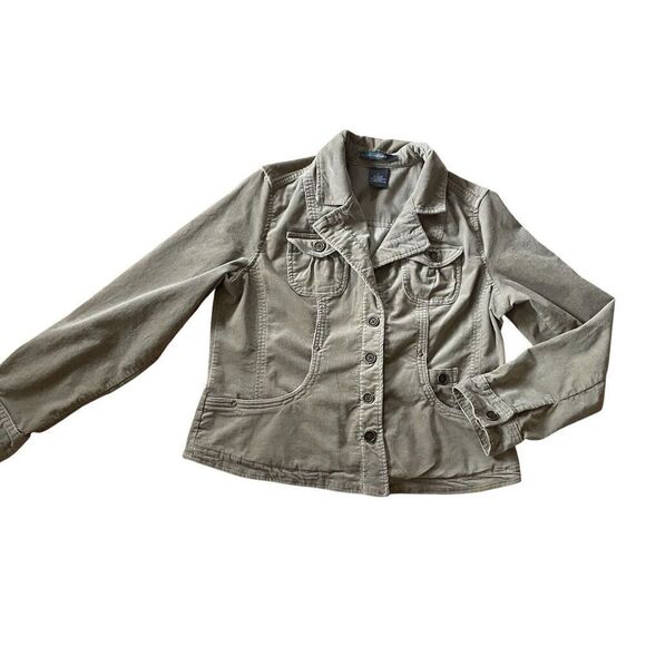French Cuff Women’s L Corduroy Button Up Utility Jacket Excellent Condition - Picture 1 of 8